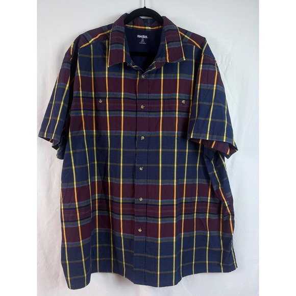 KingSize Mens 3XL Big Plaid Short Sleeve Button Down Shirt Lot of 3 Multicolor - Picture 9 of 16